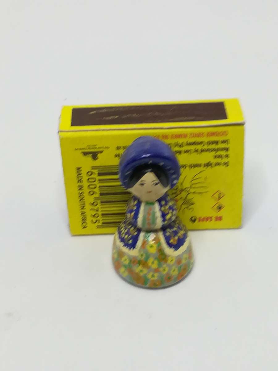 Blue Orange & Yellow American Doll with Flowers