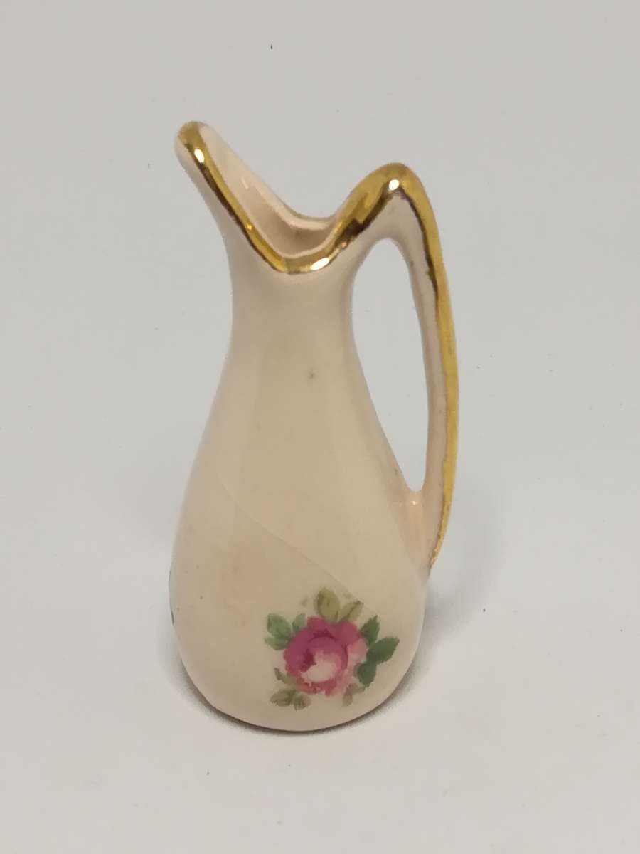 Miniature Ceramic Jug (Flowers) (for Printer's Tray/Dollhouse)