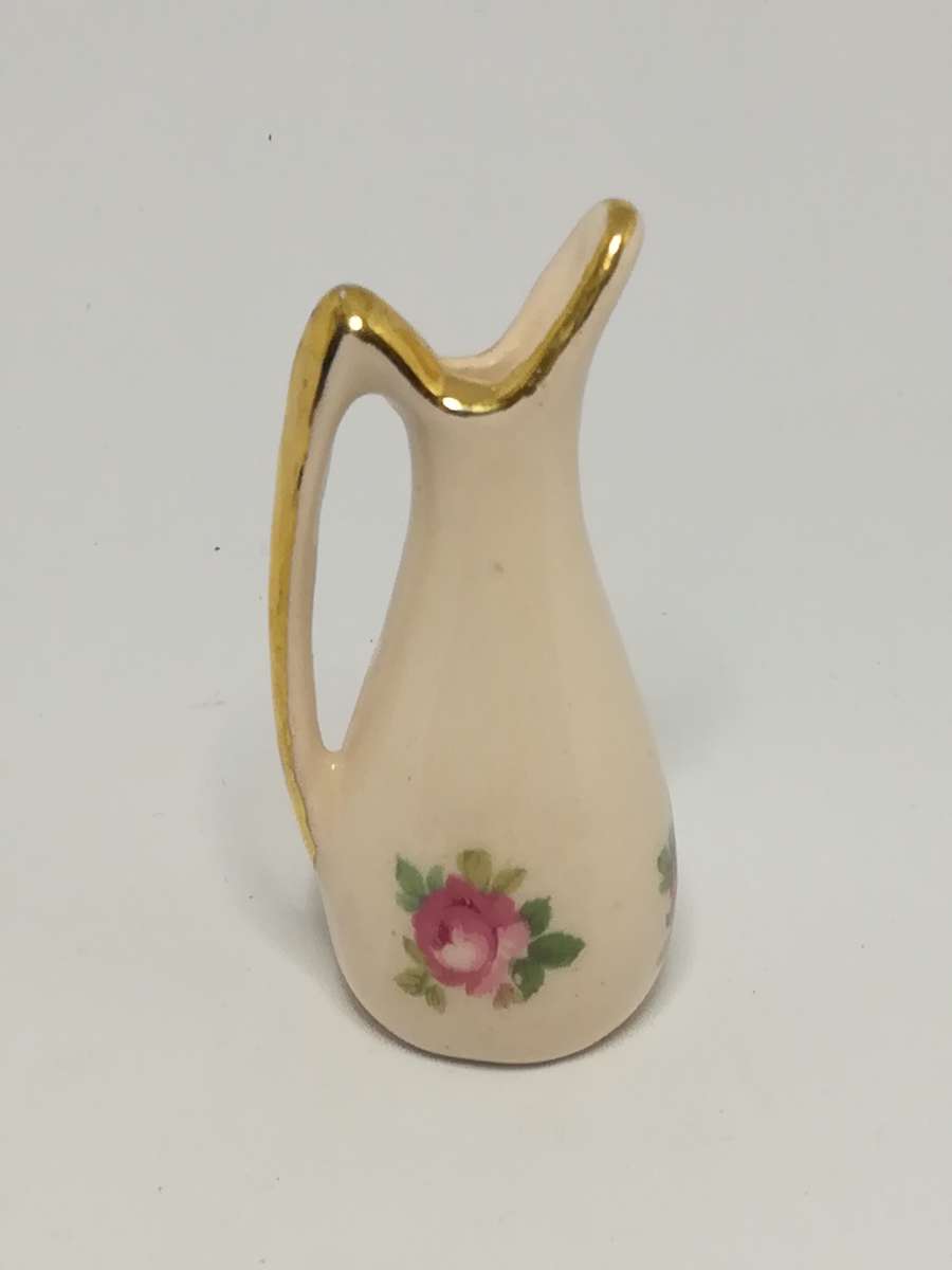 Miniature Ceramic Jug (Flowers) (for Printer's Tray/Dollhouse)