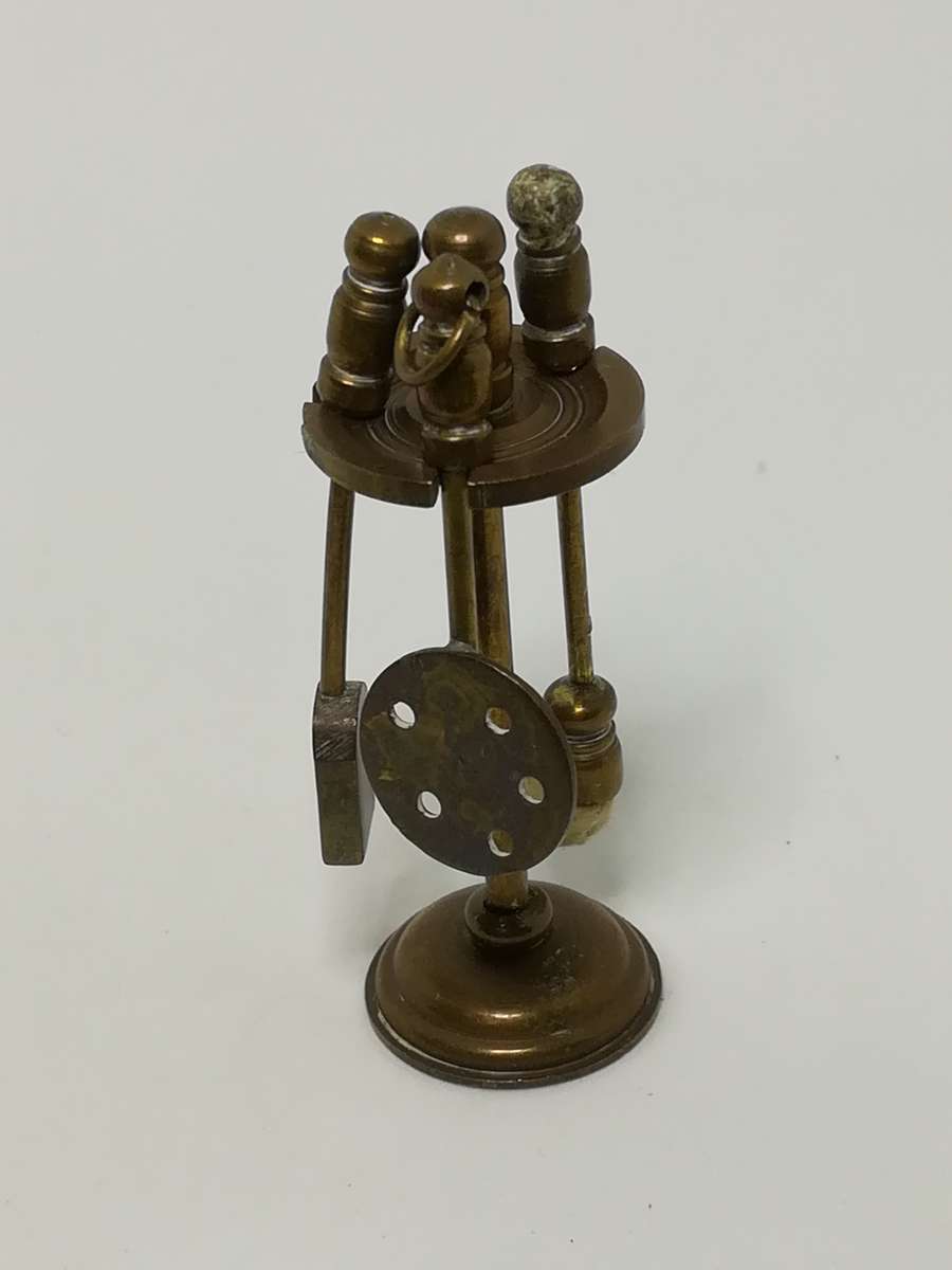 Miniature Brass Fireplace Tool Set (for Printer's Tray/Dollhouse)