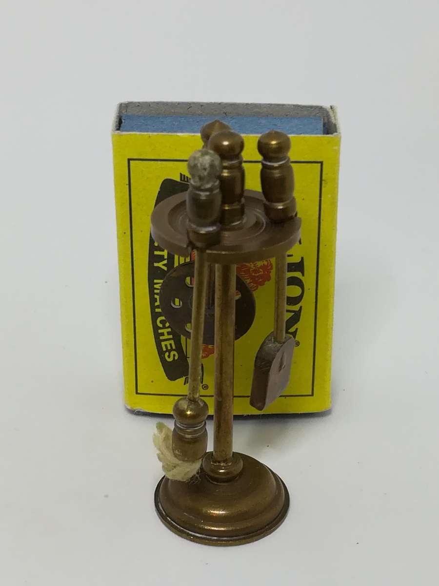 Miniature Brass Fireplace Tool Set (for Printer's Tray/Dollhouse)