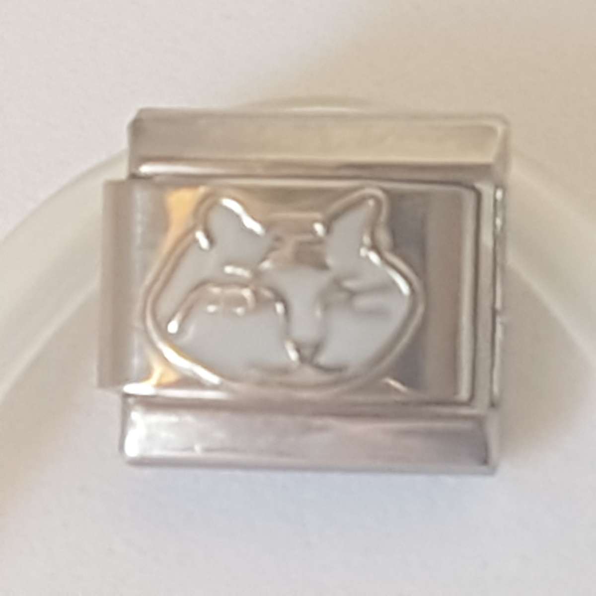 Italian Charm Cat White Enamel (Fits Nomination Bracelet)