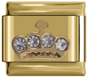 Italian Charm Crown Diamante on 'Gold' Fits Nomination Bracelet