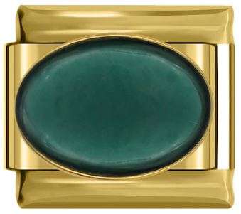 Italian Charm Green Stone on 'Gold' Fits Nomination Bracelet