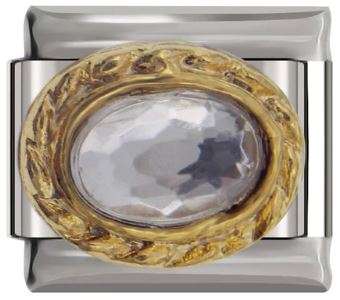 Italian Charm 'Diamond' & Gold Border Fits Nomination Bracelet