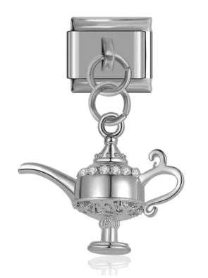 Italian Charm Genie Lamp 'Silver' Dangle (Fits Nomination Bracelet)