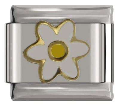Enamel Daisy 'Silver' Italian Charm (Fits Nomination Bracelet)