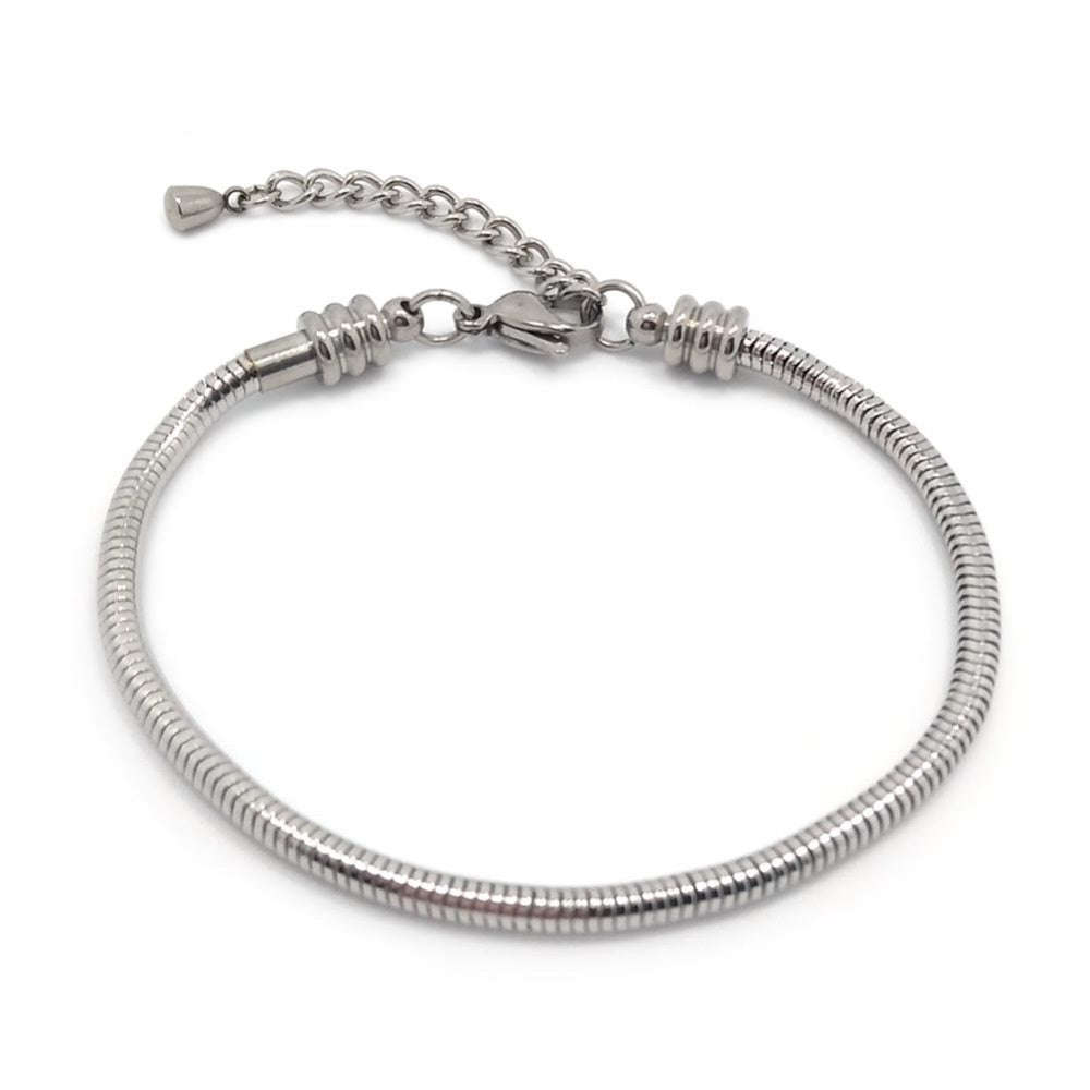 Bracelet (Stainless Steel) Fits Pandora Beads (Empty) - 19 cm