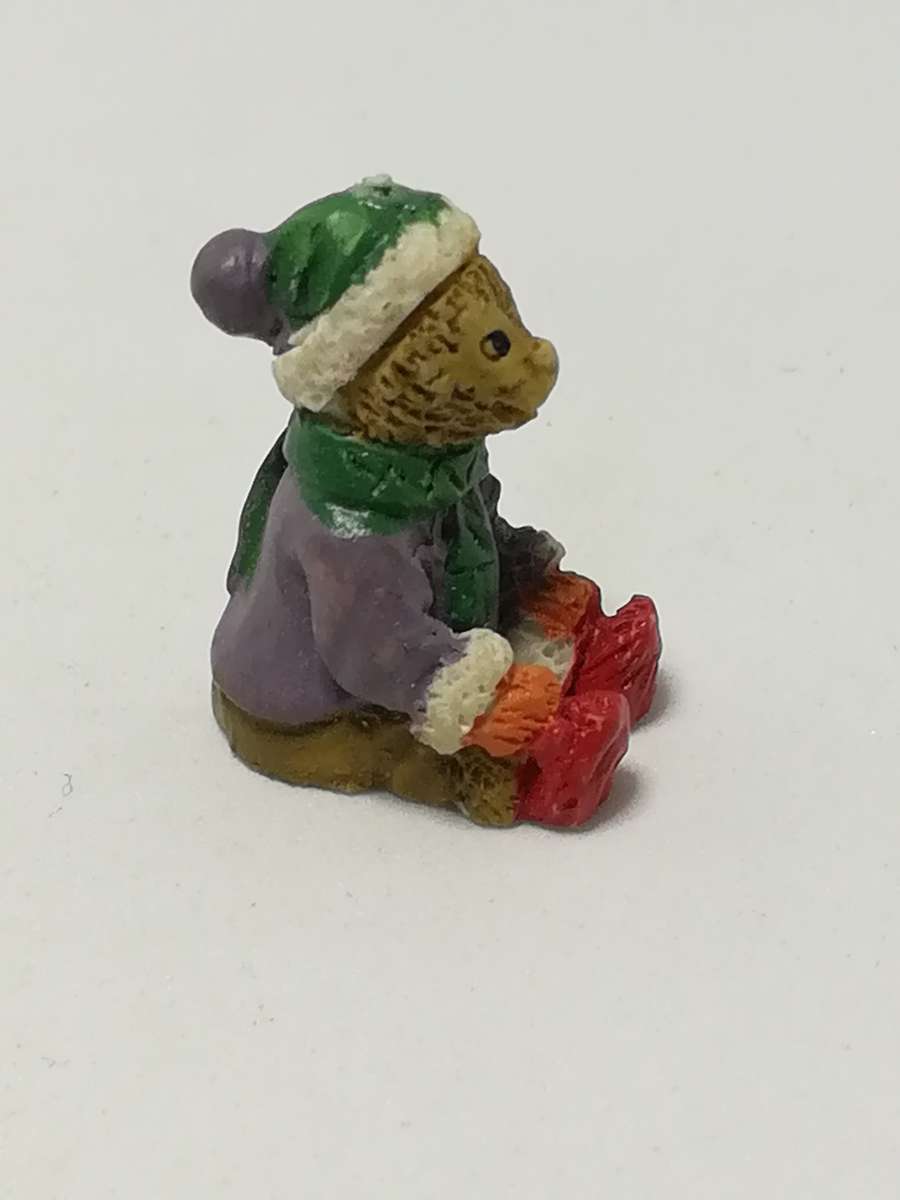Miniature Christmas Teddy Bear - Style 3 (for Printer's Tray/Dollhouse)