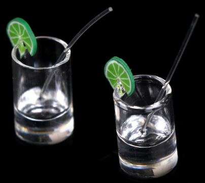 Miniature Water & Lemon Wedge Cup (for Printer's Tray/Dollhouse)