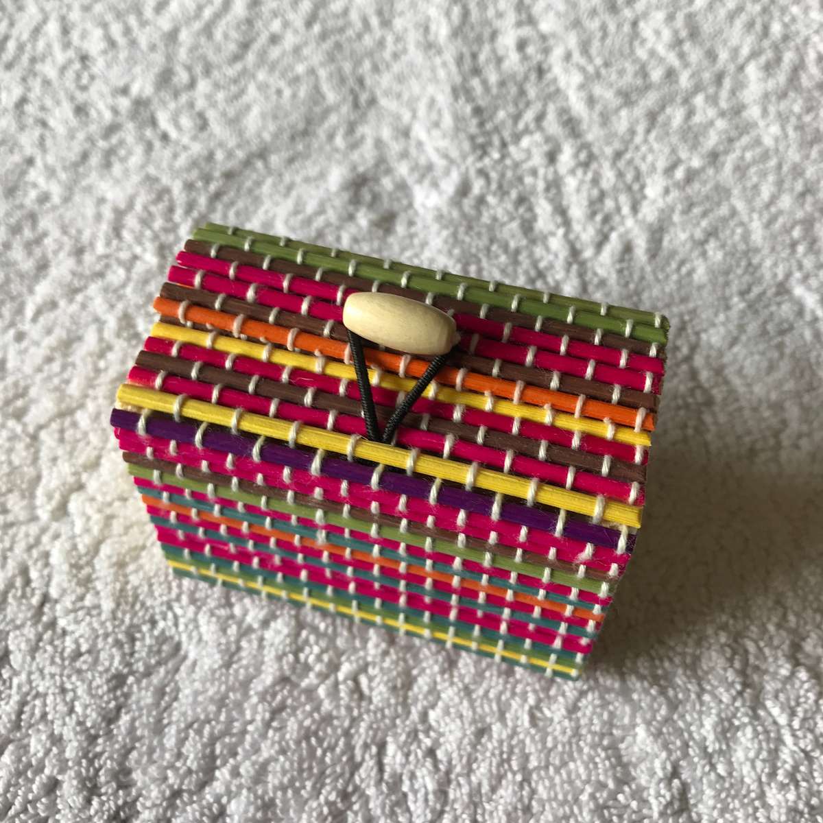 Gift Box (Multicoloured) White Stitching (70mm x 55mm x 50mm)