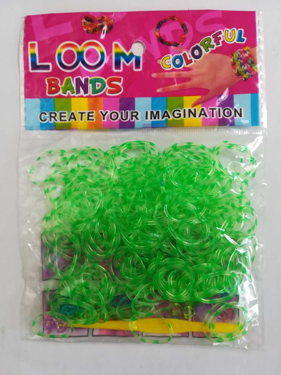 Loom Bands: Green & Clear, Striped