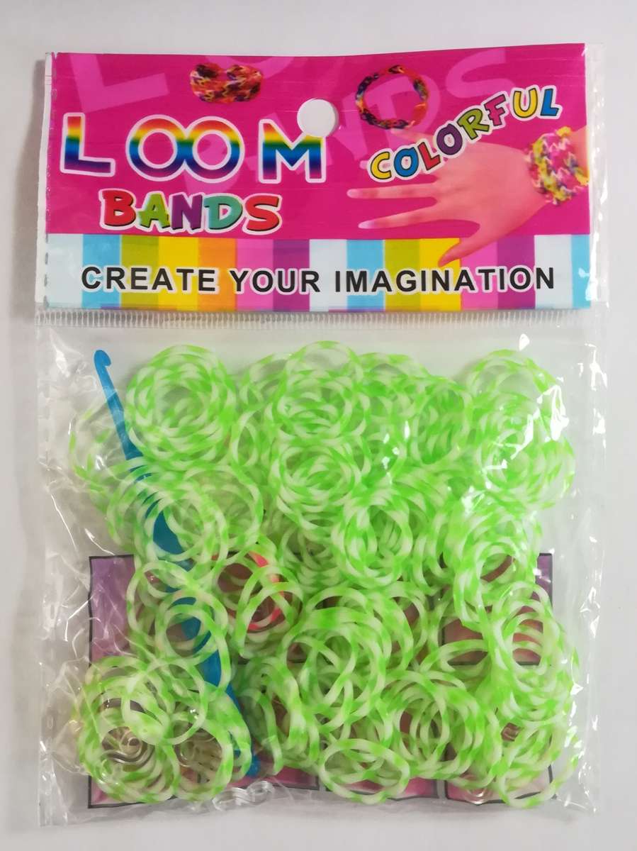 Loom Bands: Green & White, Striped