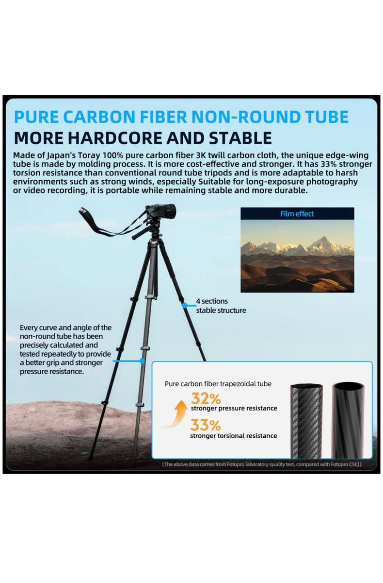 Fotopro Heavy-Duty Fluid Head Video Tripod Stand - Origin Plus Video