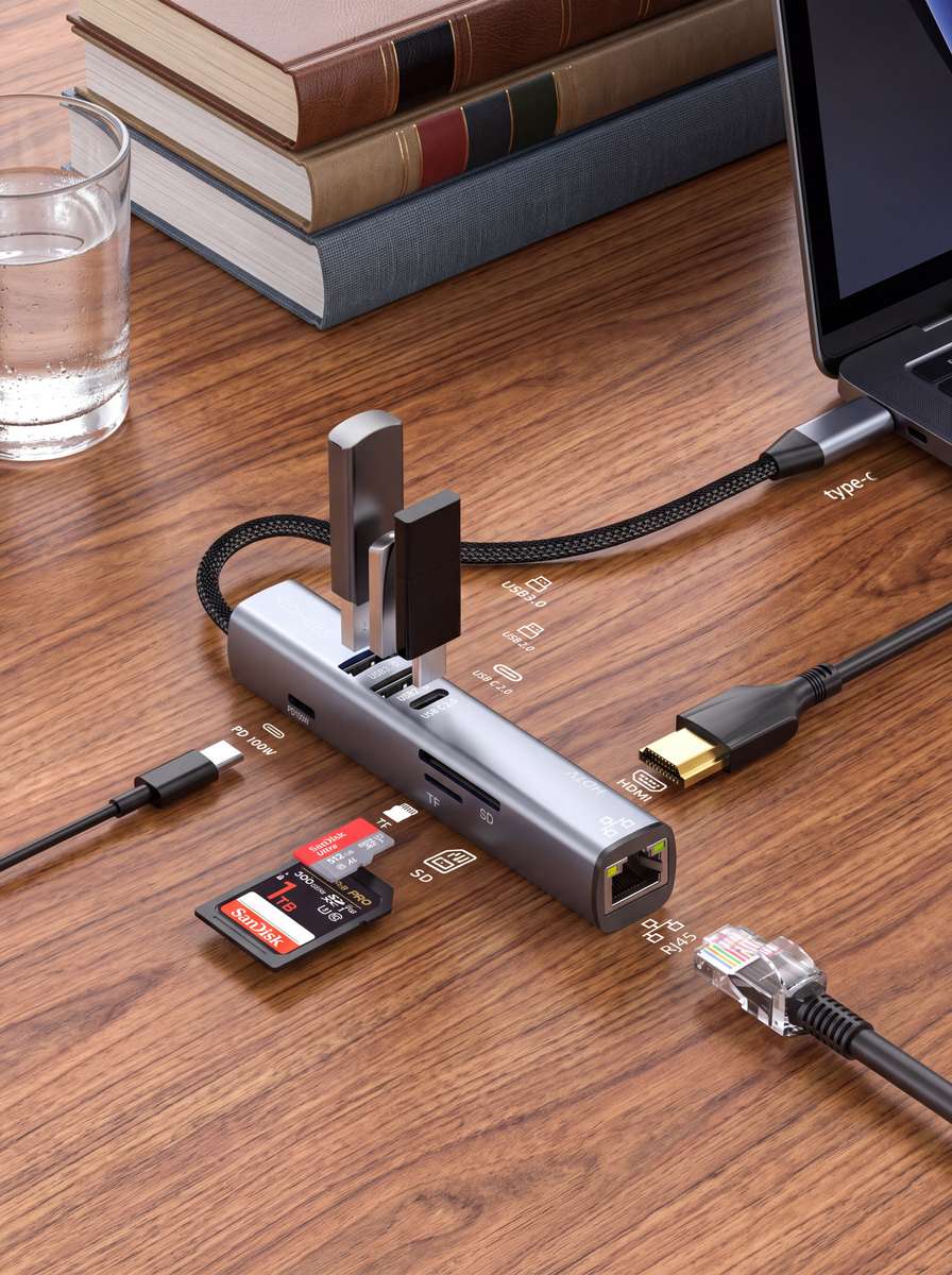 NEOHUBS HUB ULTRA 8-in-1 Type-C Hub with HDMI, RJ45, 100W PD, USB 3 & USB-C