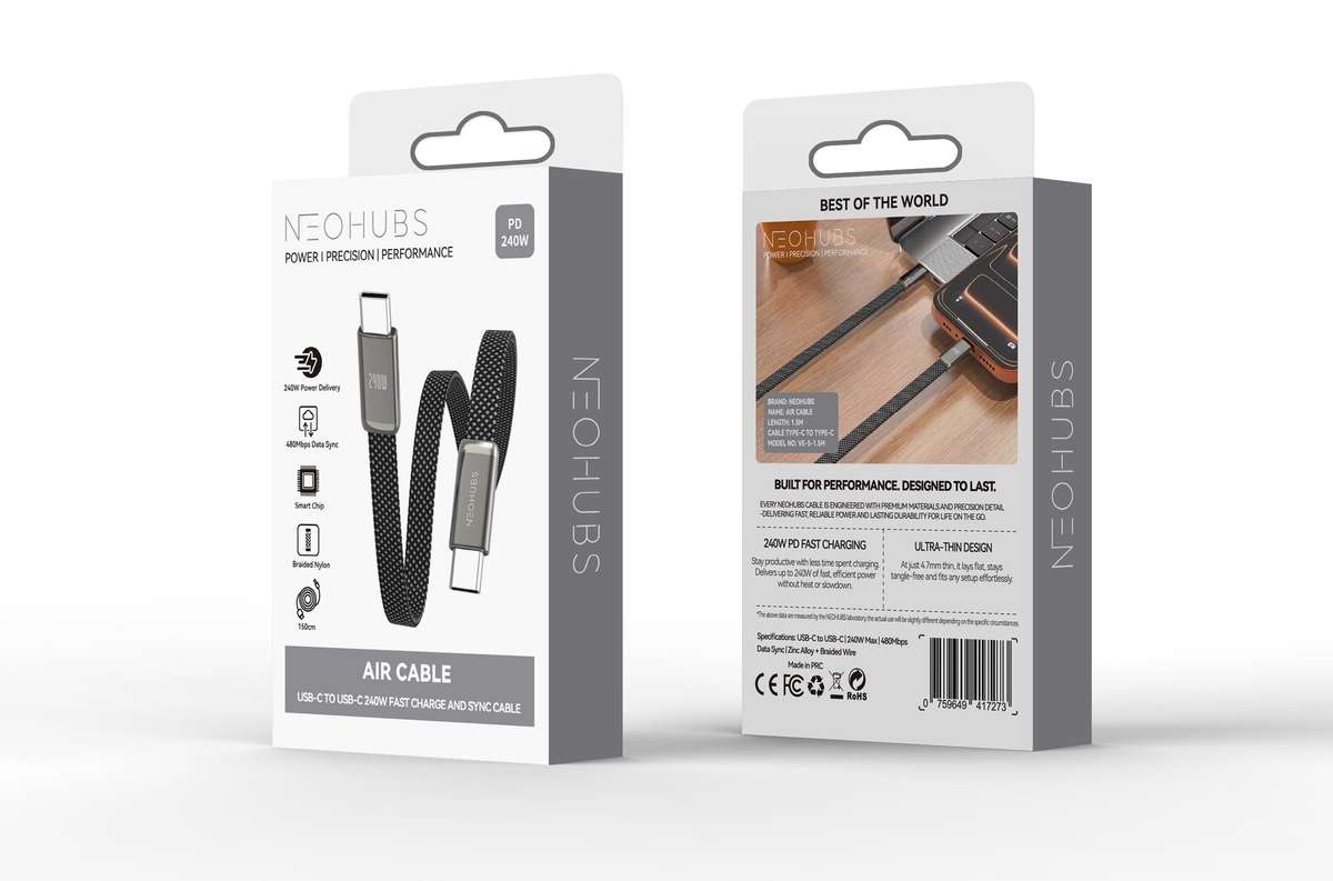 NEOHUBS AIR CABLE 240W USB C to USB C - Type C Fast Charger Cable - 1.5M