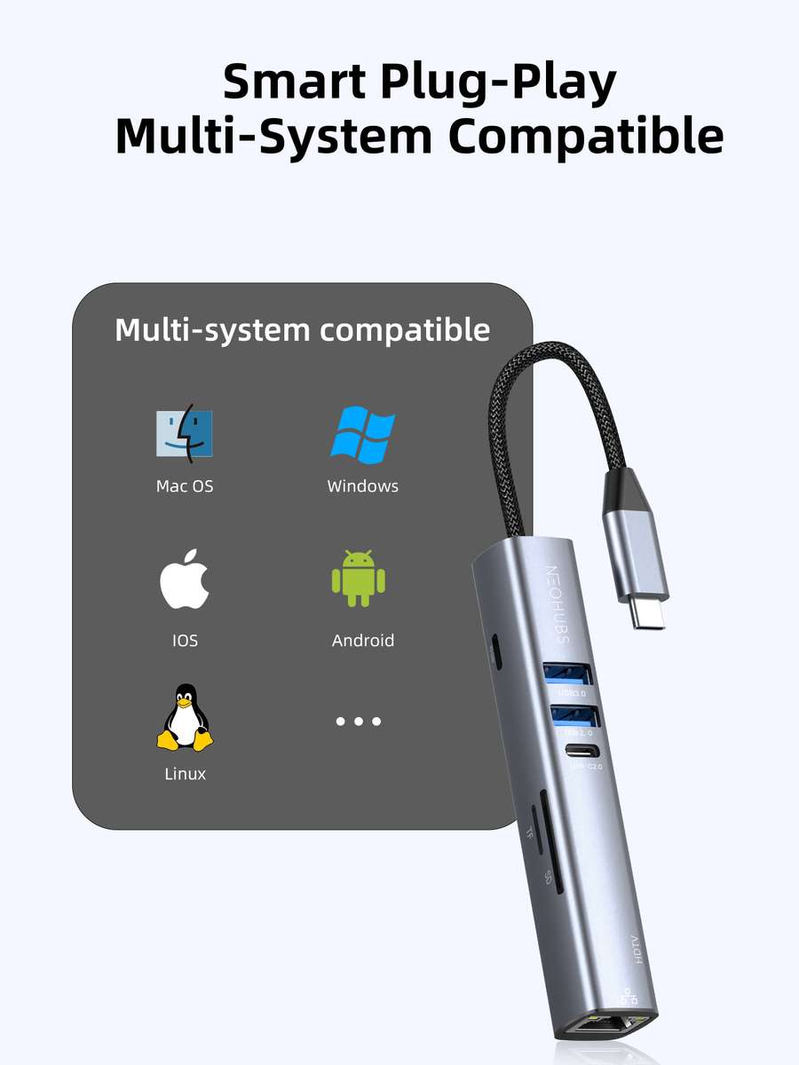 NEOHUBS HUB ULTRA 8-in-1 Type-C Hub with HDMI, RJ45, 100W PD, USB 3 & USB-C