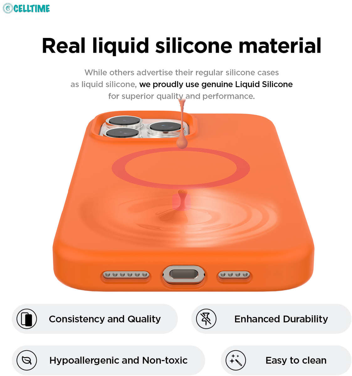 CellTime Liquid Silicone MagSafe Case for iPhone 16 Pro Cover