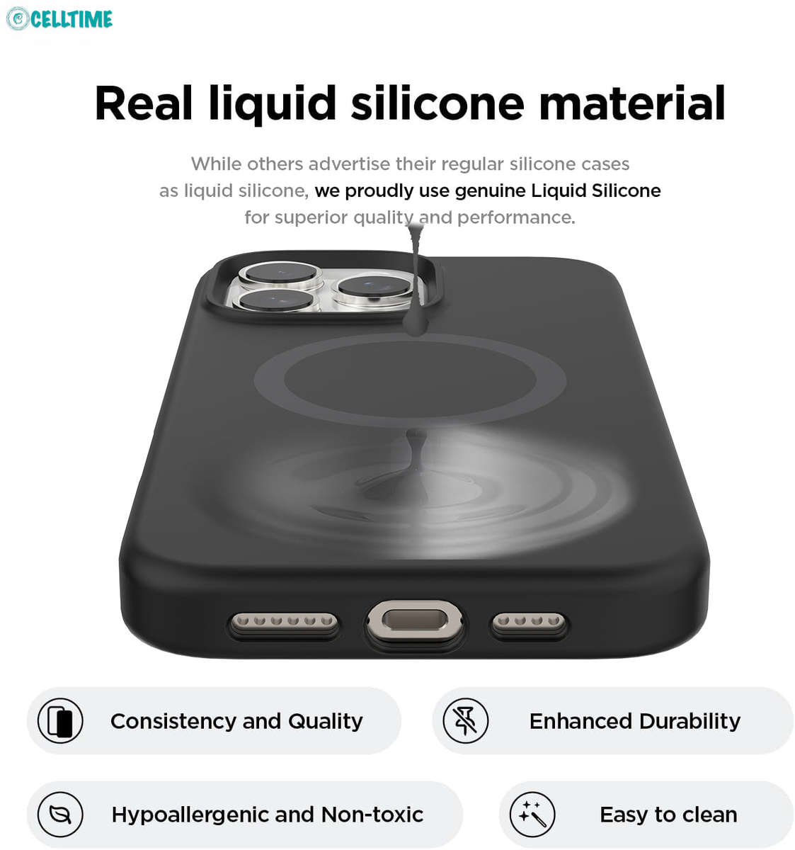 CellTime Liquid Silicone MagSafe Case for iPhone 16 Pro Cover