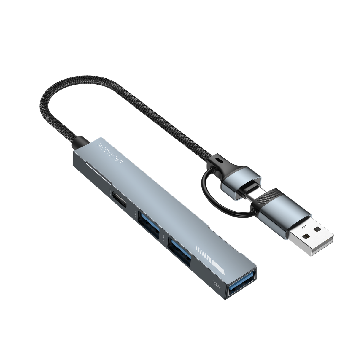 NEOHUBS HUB PLUS 4-in-1 USB A/Type-C Hub with USB 3, 2x USB 2 & USB-C 60W