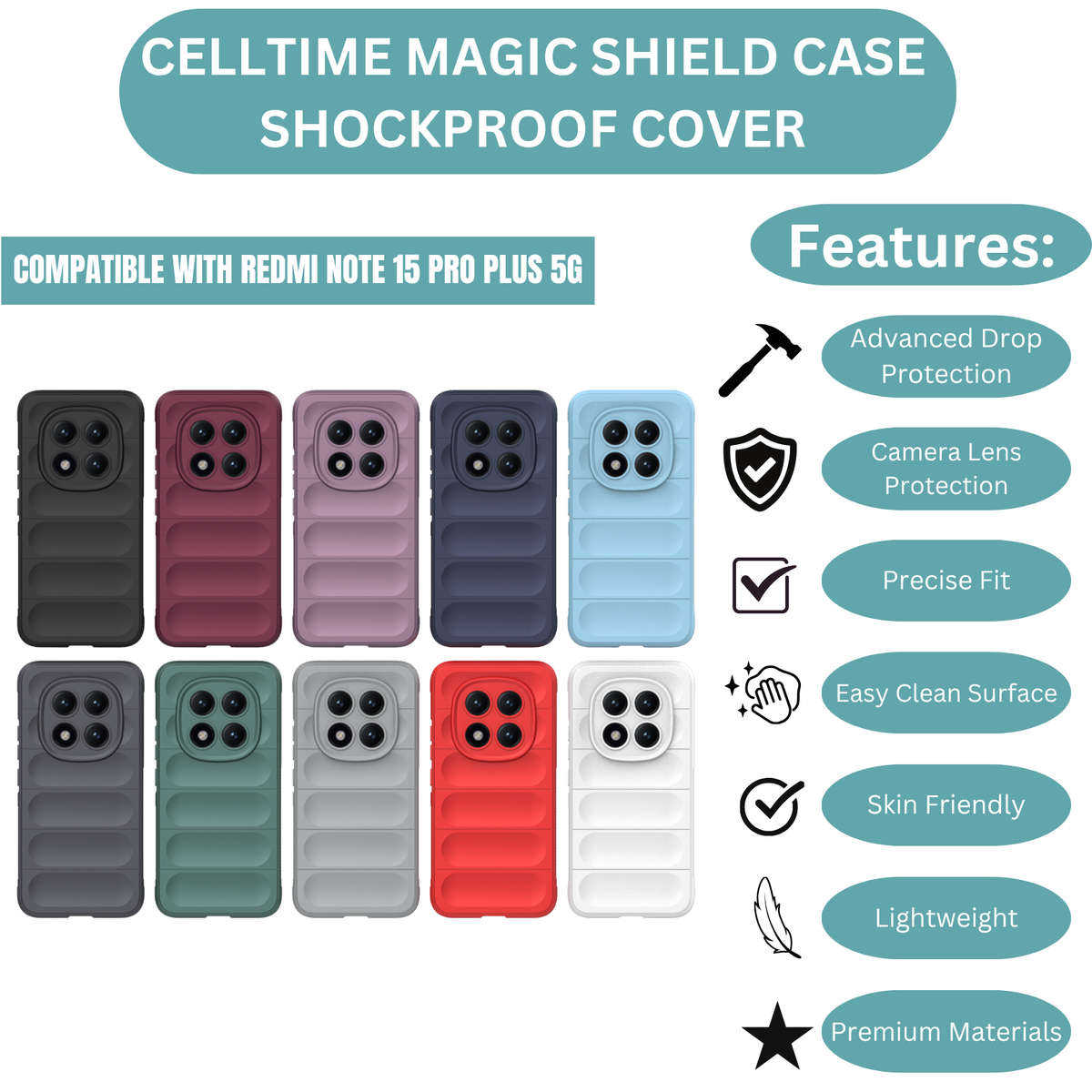 CellTime Case Compatible with Redmi Note 15 Pro Plus 5G Magic Shield Cover