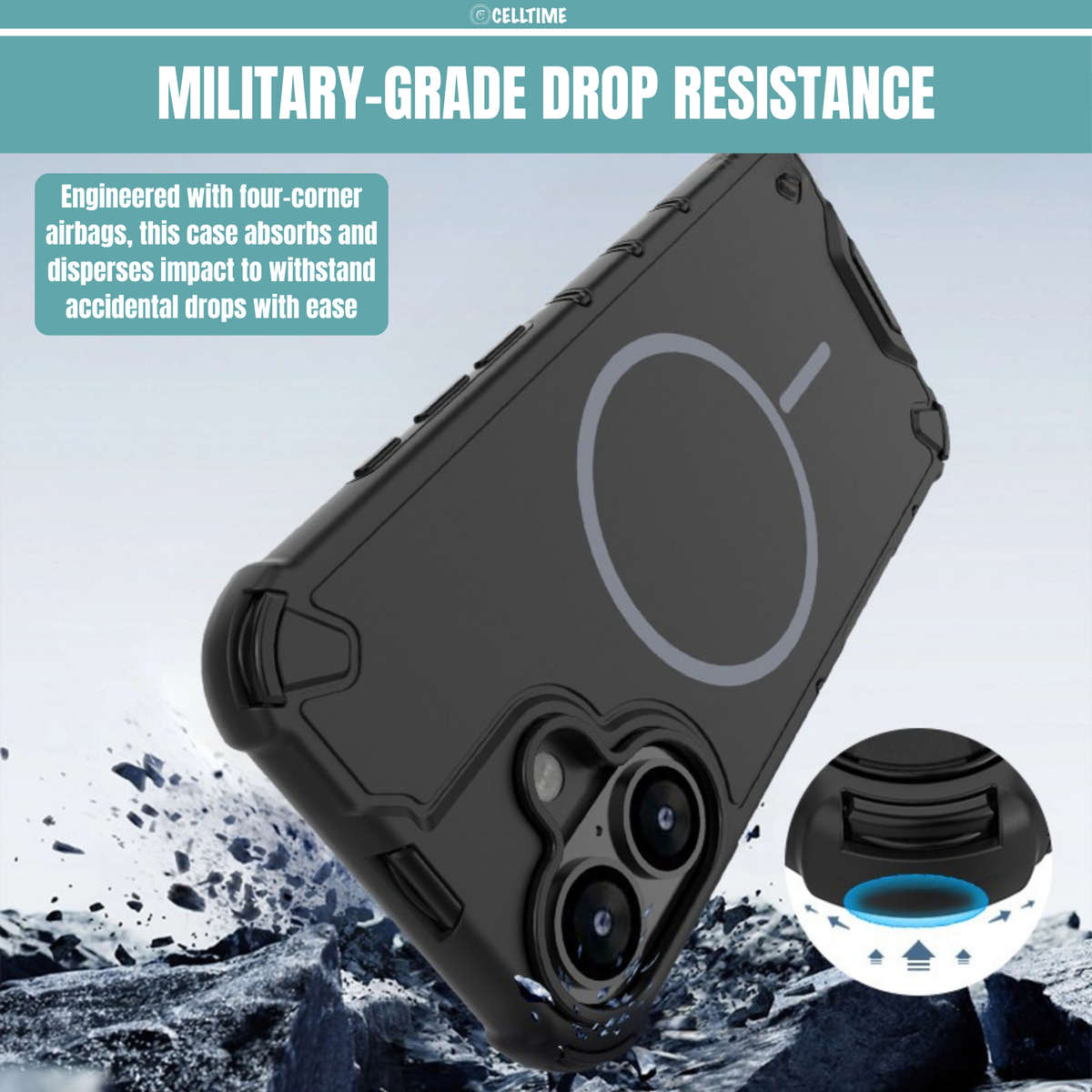 CellTime Case Compatible with iPhone 17 Grating Shockproof MagSafe Cover