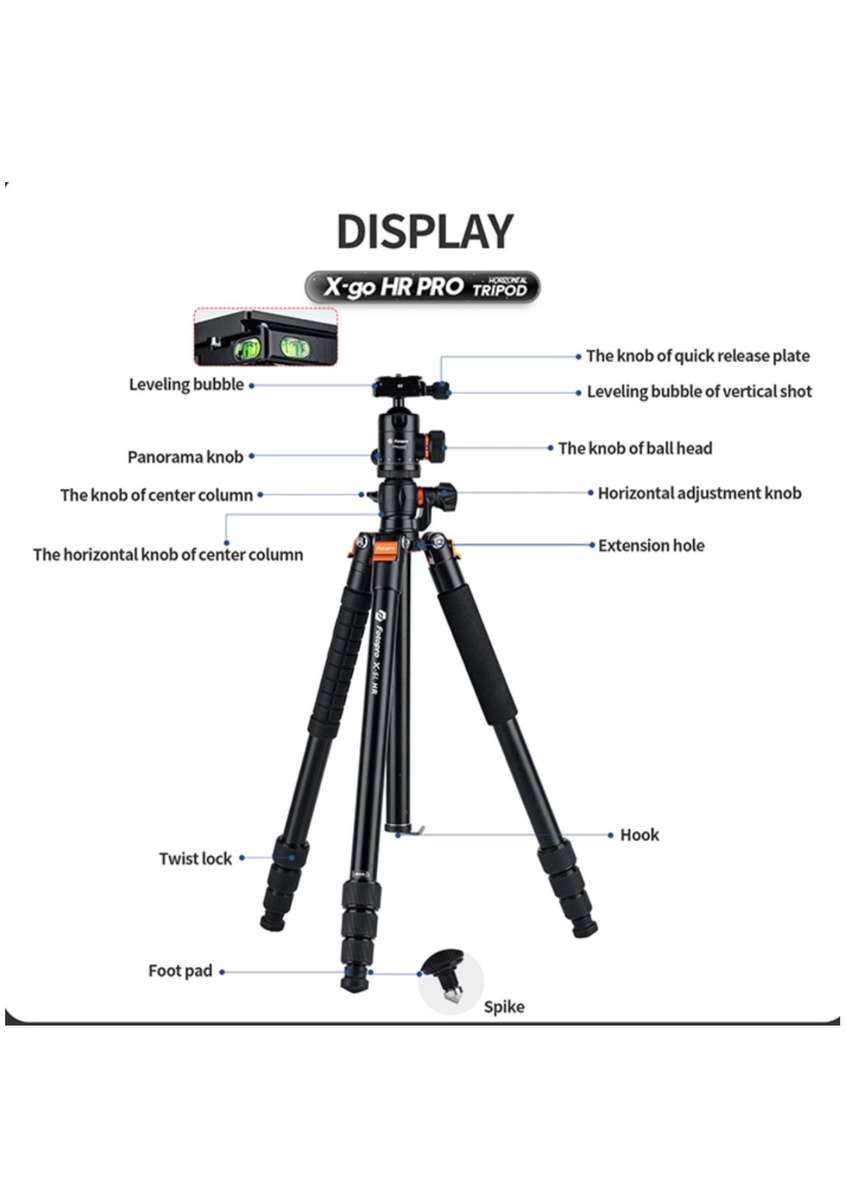 Fotopro Portable 360 Horizontal Camera Tripod/Monopod Stand - x-go HR Pro
