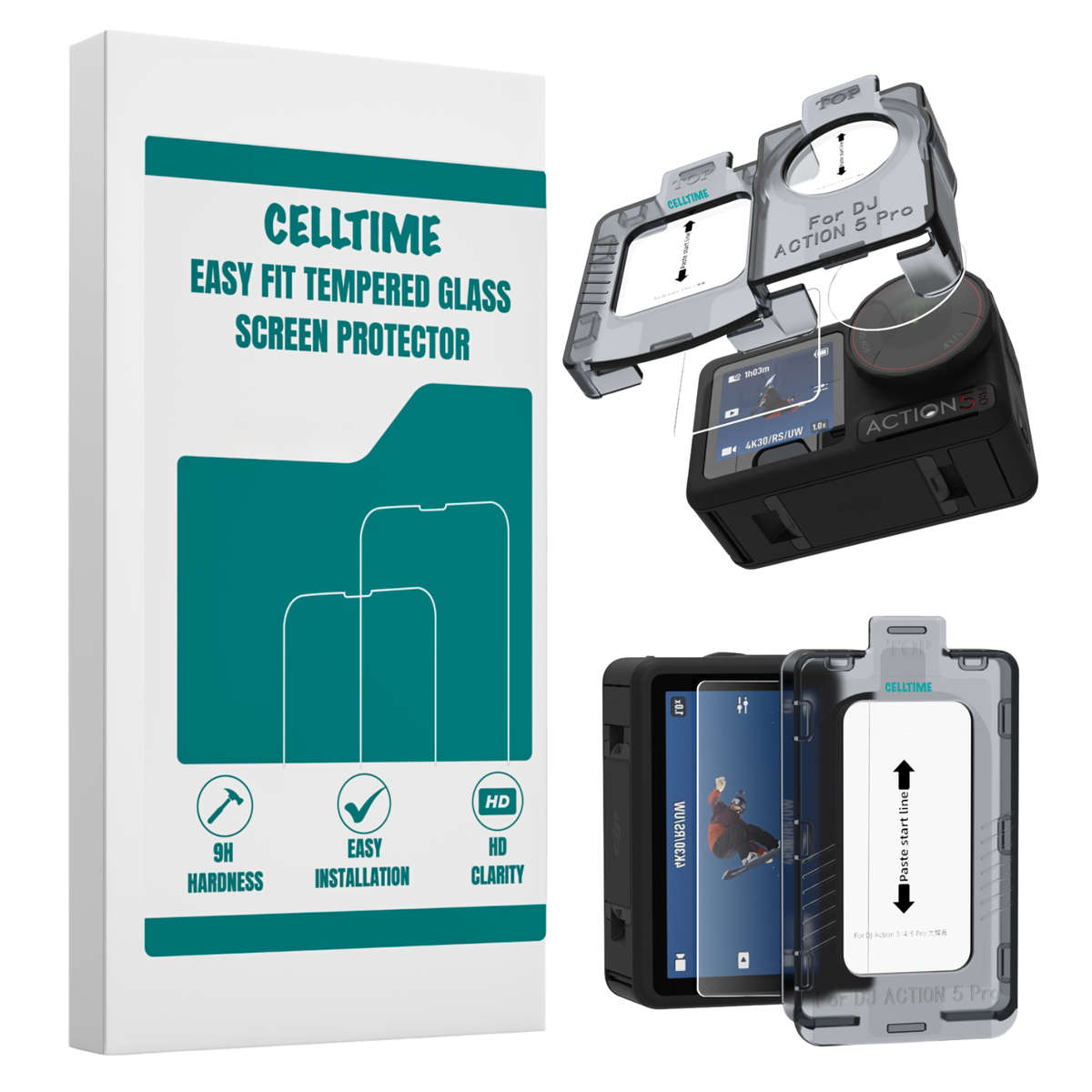 CellTime Easyfit Screen + Camera Protector for DJI Osmo Action 5 Pro