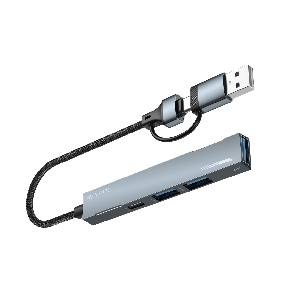 NEOHUBS HUB PLUS 4-in-1 USB A/Type-C Hub with USB 3, 2x USB 2 & USB-C 60W