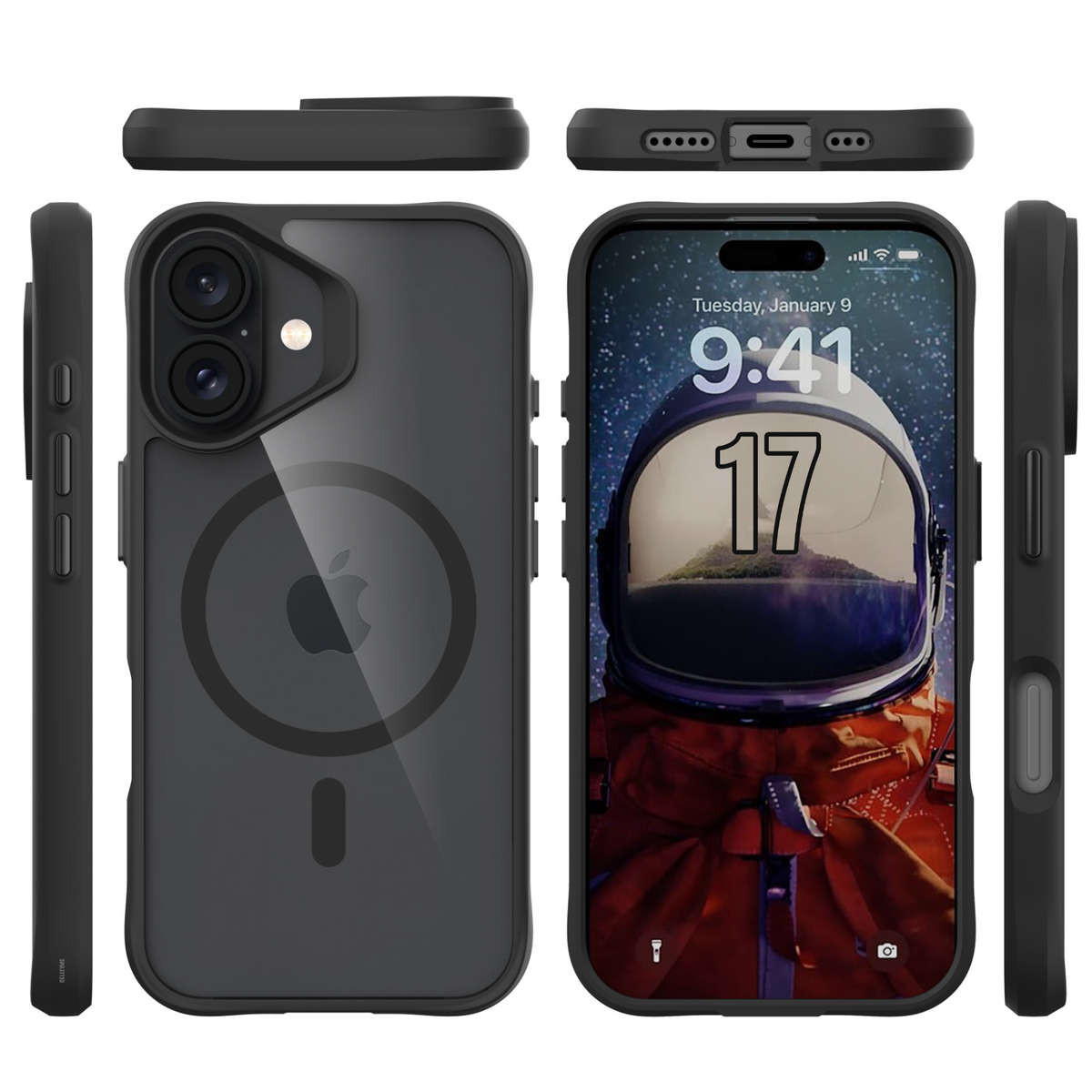 CellTime Case for iPhone 17 Combat Shockproof MagSafe Cover - Clear Black