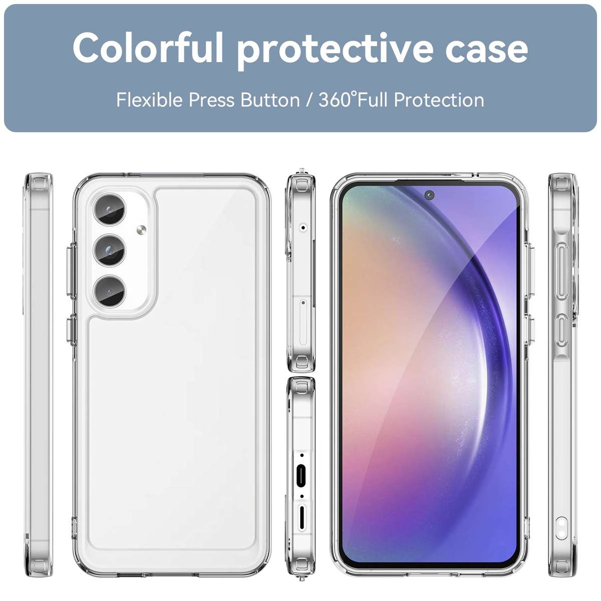 Clear Cover for Samsung Galaxy A55 - Shockproof Candy Series Cover