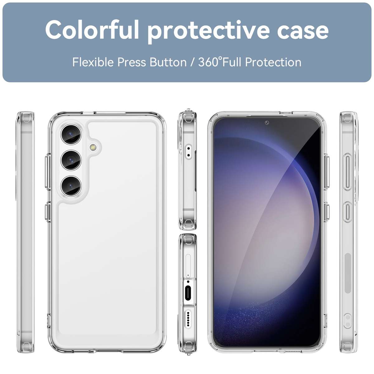 Clear Cover for Samsung Galaxy S24 Plus - Shockproof Candy Series Cover
