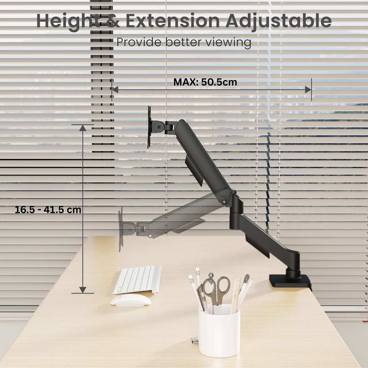 NEOHUBS Core Single Monitor Arm Mount Adjustable Vesa Desktop Stand