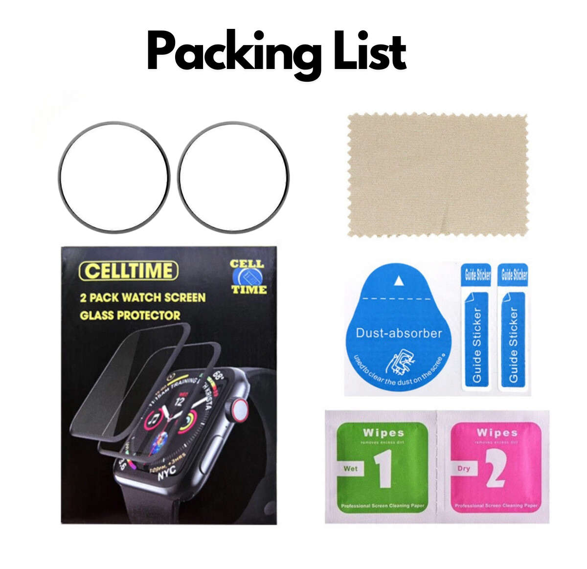 CellTime Screen Guard Compatible with Galaxy Watch8 40mm- 2 Pack