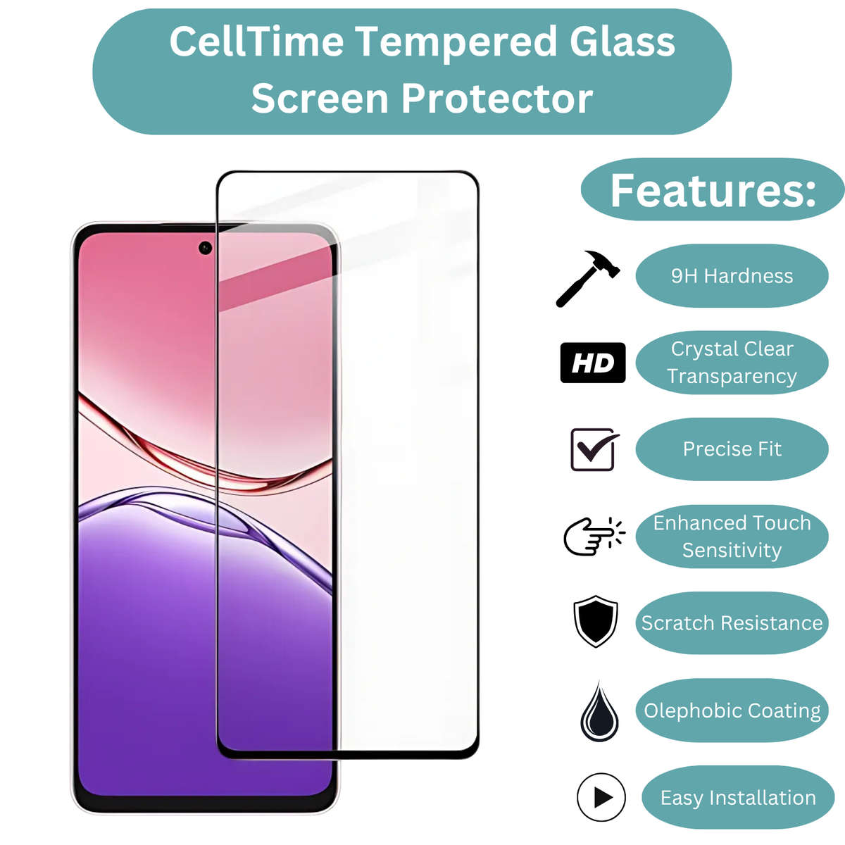 CellTime Tempered Glass Screen Protector for Oppo A5 Pro 4G - 1 Pack