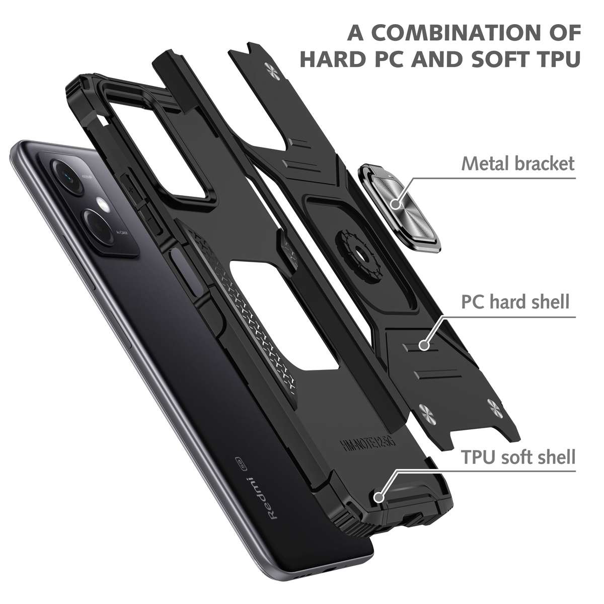 CellTime Shockproof Kemeng Armor Kickstand Cover For Redmi Note 12