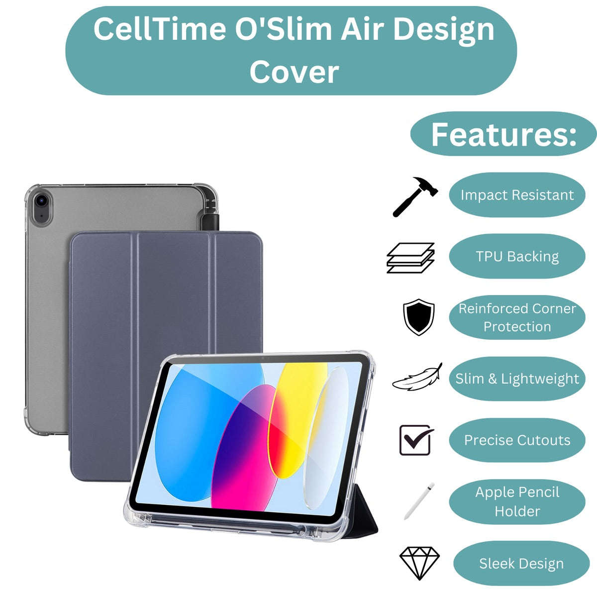 CellTime O'Slim Air Design Shockproof Cover for iPad Air 13" (M4) 2026