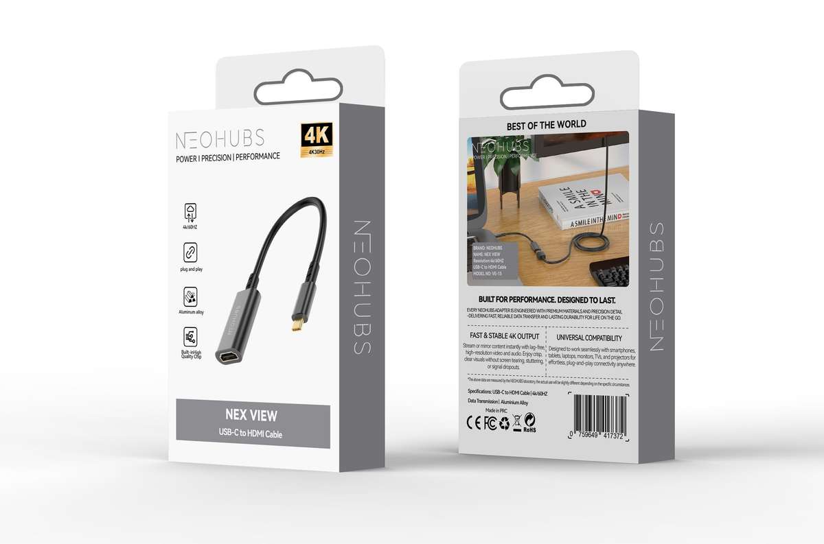 NEOHUBS NEX VIEW Type C to HDMI Adapter Cable - USB C to HDMI Converter