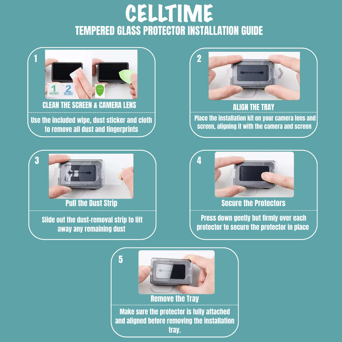 CellTime Easyfit Screen + Camera Protector for DJI Osmo Action 5 Pro