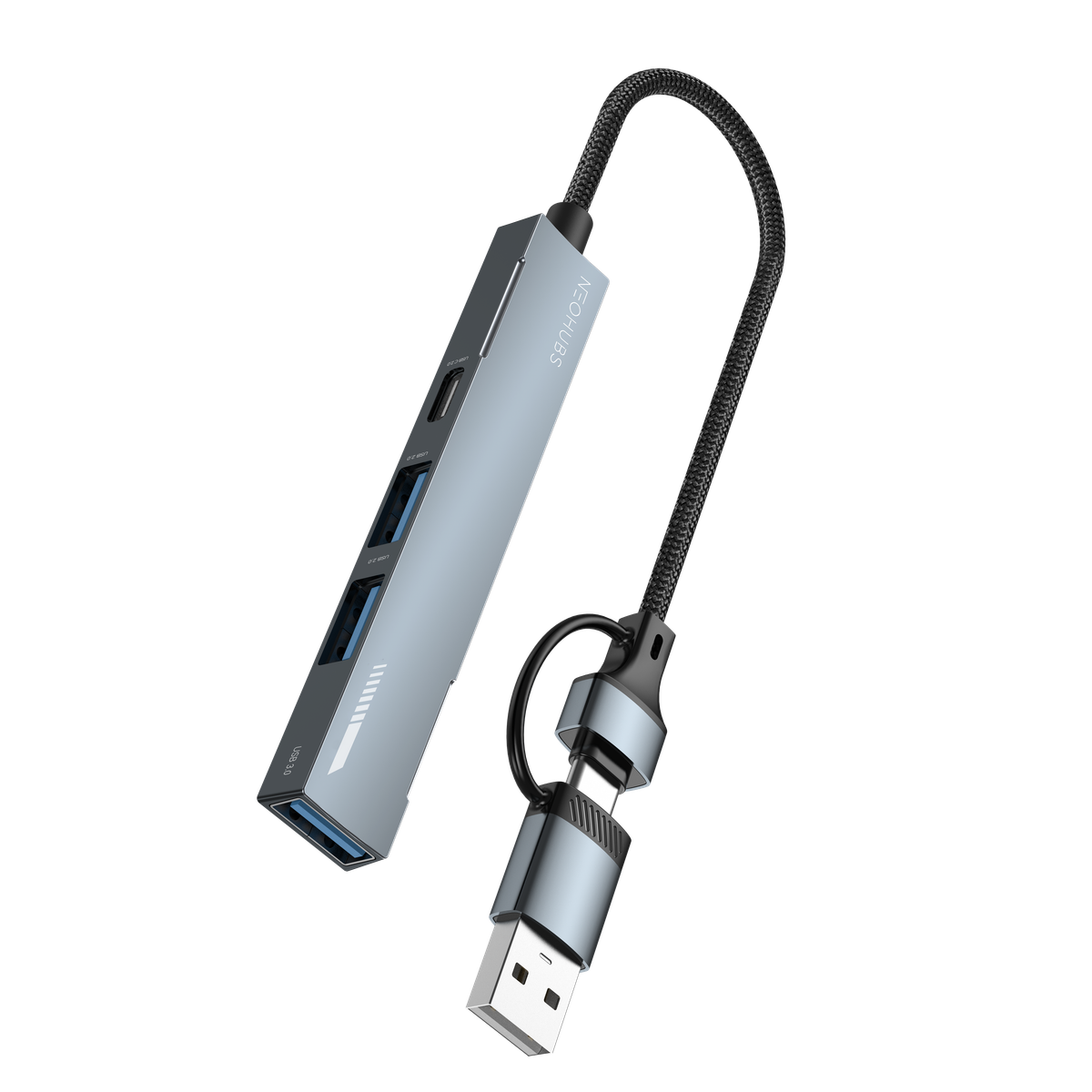 NEOHUBS HUB PLUS 4-in-1 USB A/Type-C Hub with USB 3, 2x USB 2 & USB-C 60W