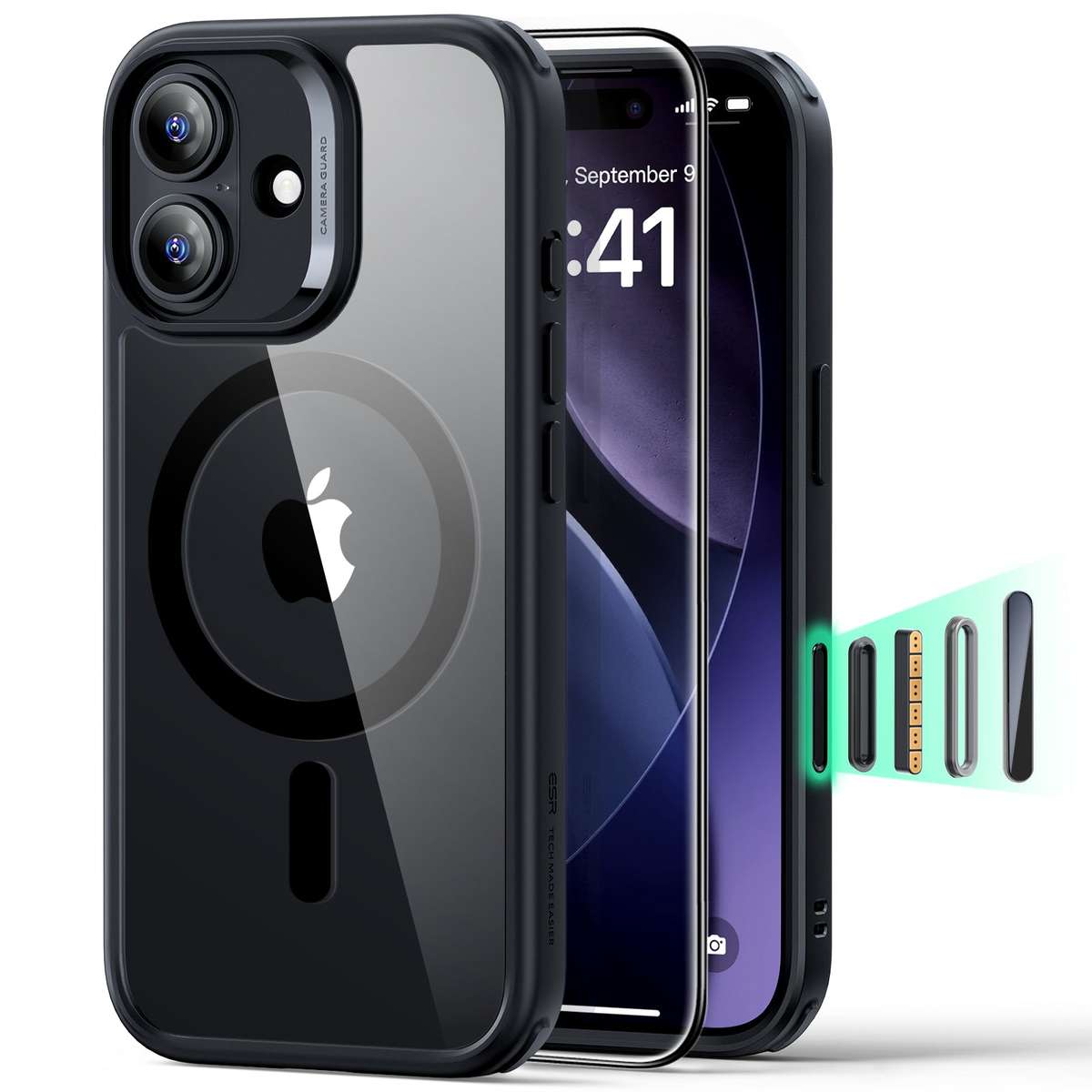 ESR MagSafe Case Set Compatible with iPhone 17 Hybrid Camera Button Cover