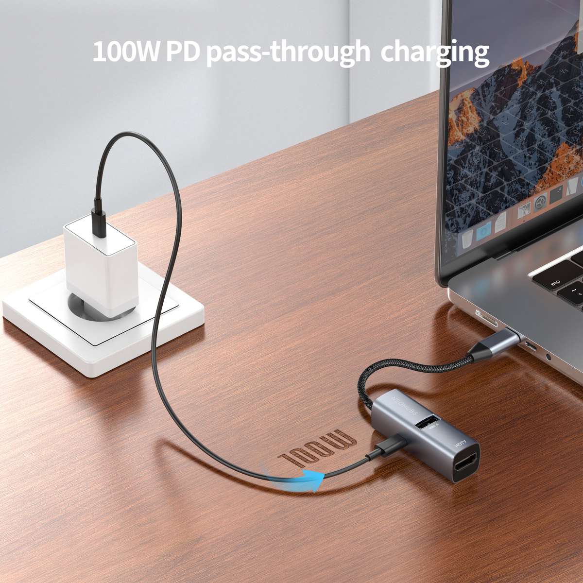 NEOHUBS HUB AIR 3-in-1 Type-C Hub with 4K HDMI, USB 3.0 & USB-C PD 100W