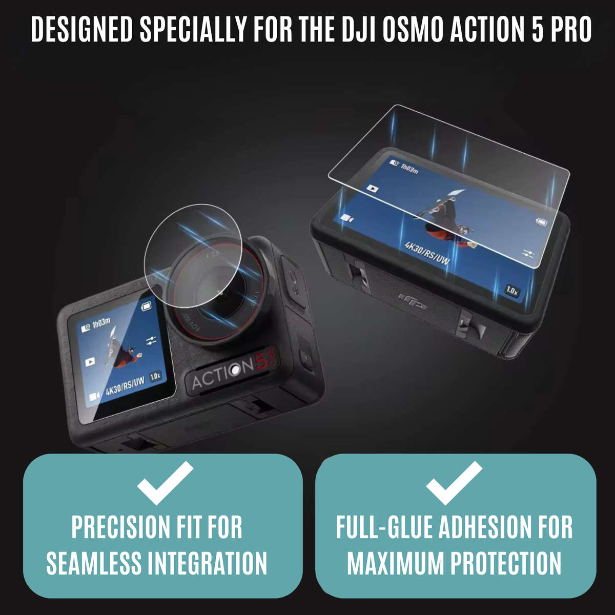 CellTime Easyfit Screen + Camera Protector for DJI Osmo Action 5 Pro