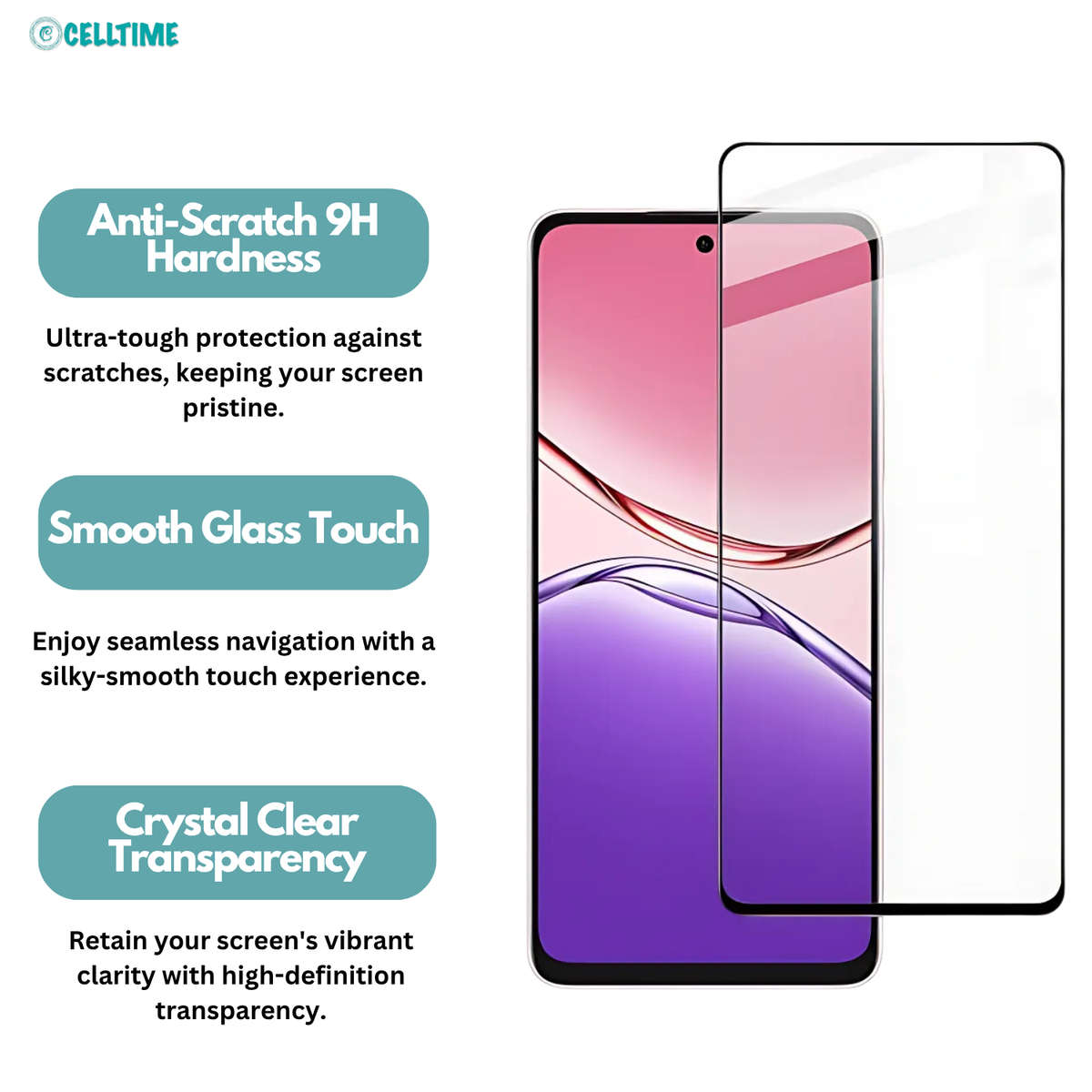 CellTime Tempered Glass Screen Protector Compatible With Oppo A5 Pro 5G