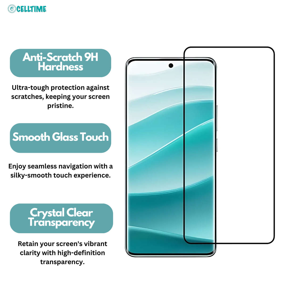 CellTime Tempered Glass Screen Protector for Redmi Note 14 Pro 5G - 2 Pack