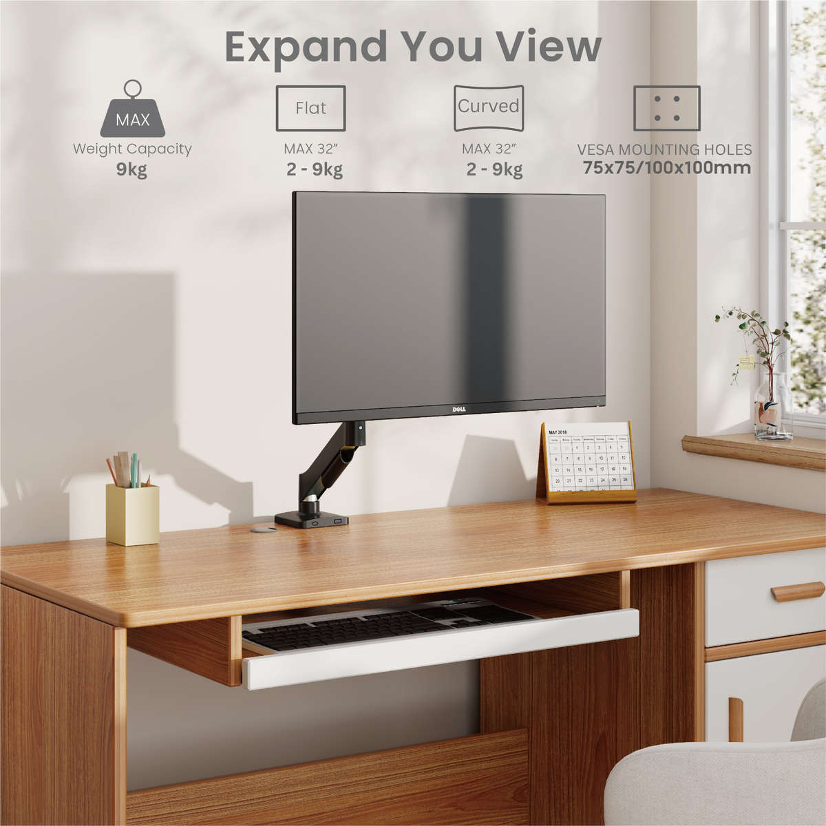 NEOHUBS Core Single Monitor Arm Mount Adjustable Vesa Desktop Stand