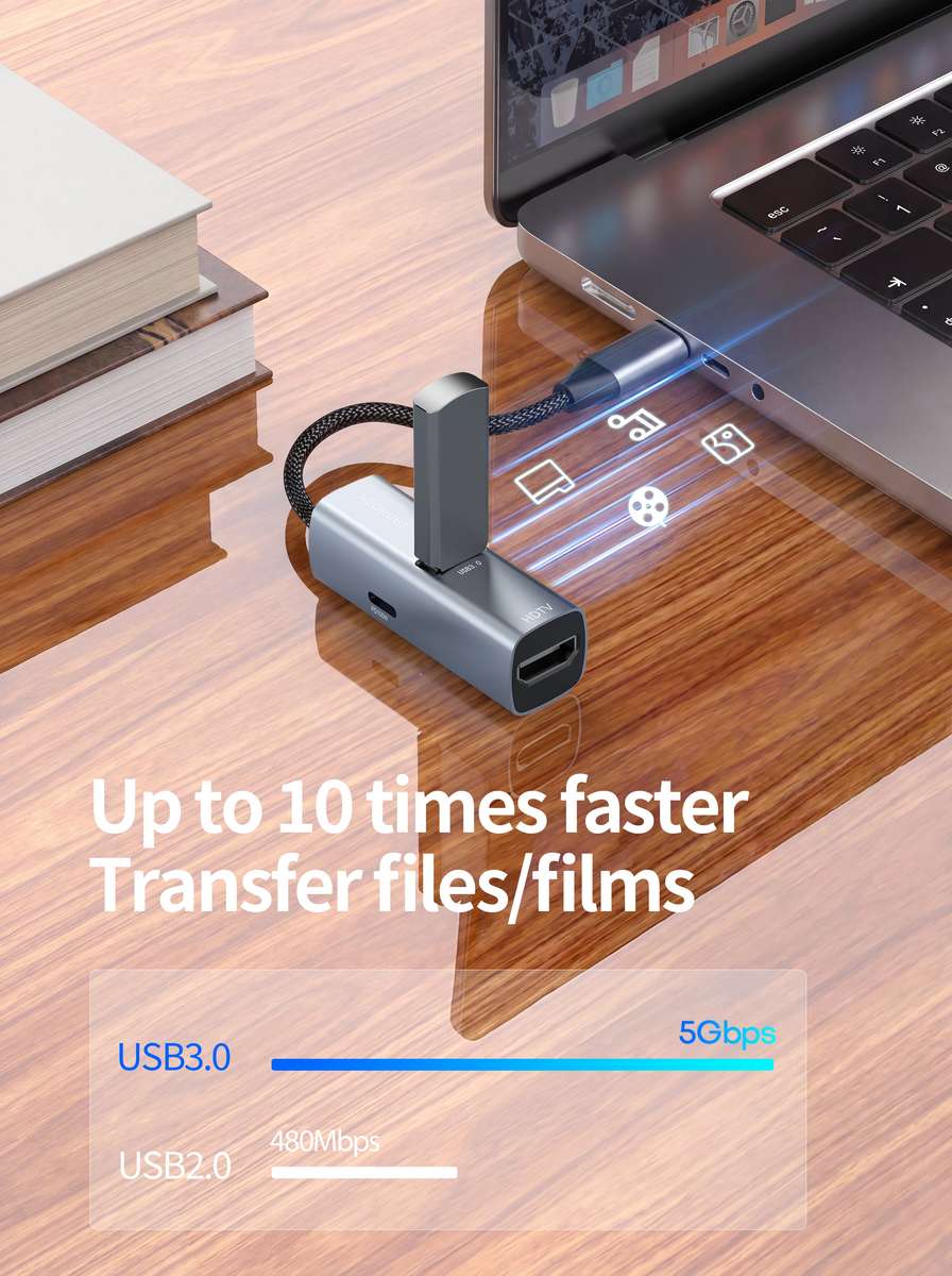 NEOHUBS HUB AIR 3-in-1 Type-C Hub with 4K HDMI, USB 3.0 & USB-C PD 100W