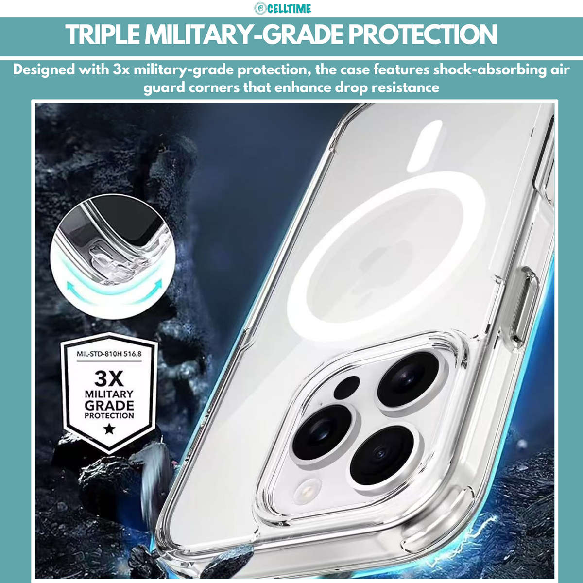 CellTime MagSafe Case For iPhone 16/16+/16 Pro/16 Pro Max Shockproof Cover