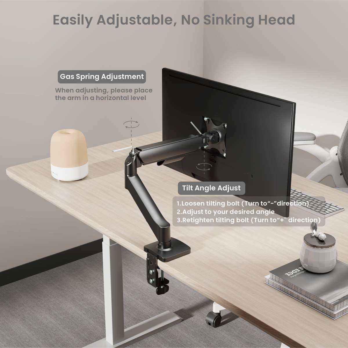 NEOHUBS Core Single Monitor Arm Mount Adjustable Vesa Desktop Stand