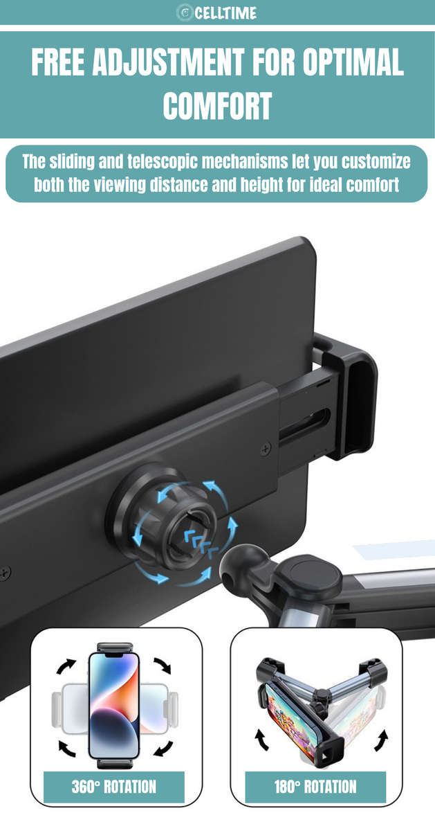 CellTime Adjustable Headrest Backseat Car Phone / Tablet Holder Mount Stand